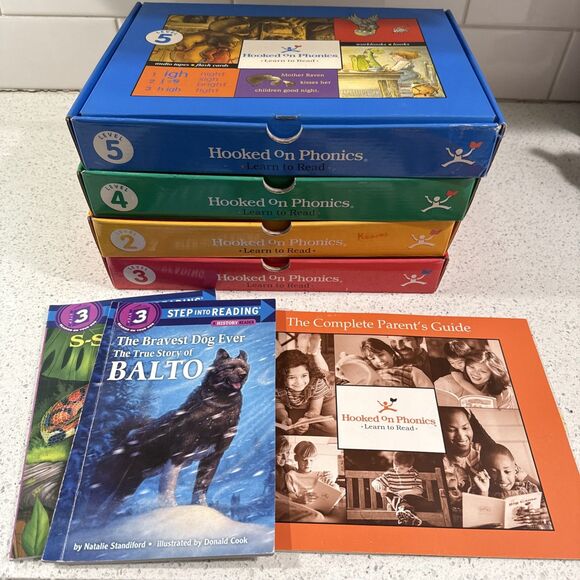 Hooked On Phonics Lot Learn To Read Level 2, 3, 4, 5, Misc Books Incomplete Vtg - Picture 1 of 16